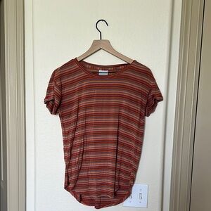 Columbia Sportswear Striped Orange Breathable Active Women's Shirt NWOT